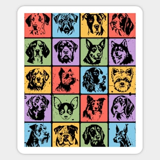 Colorful Retro Pup Portraits Sticker